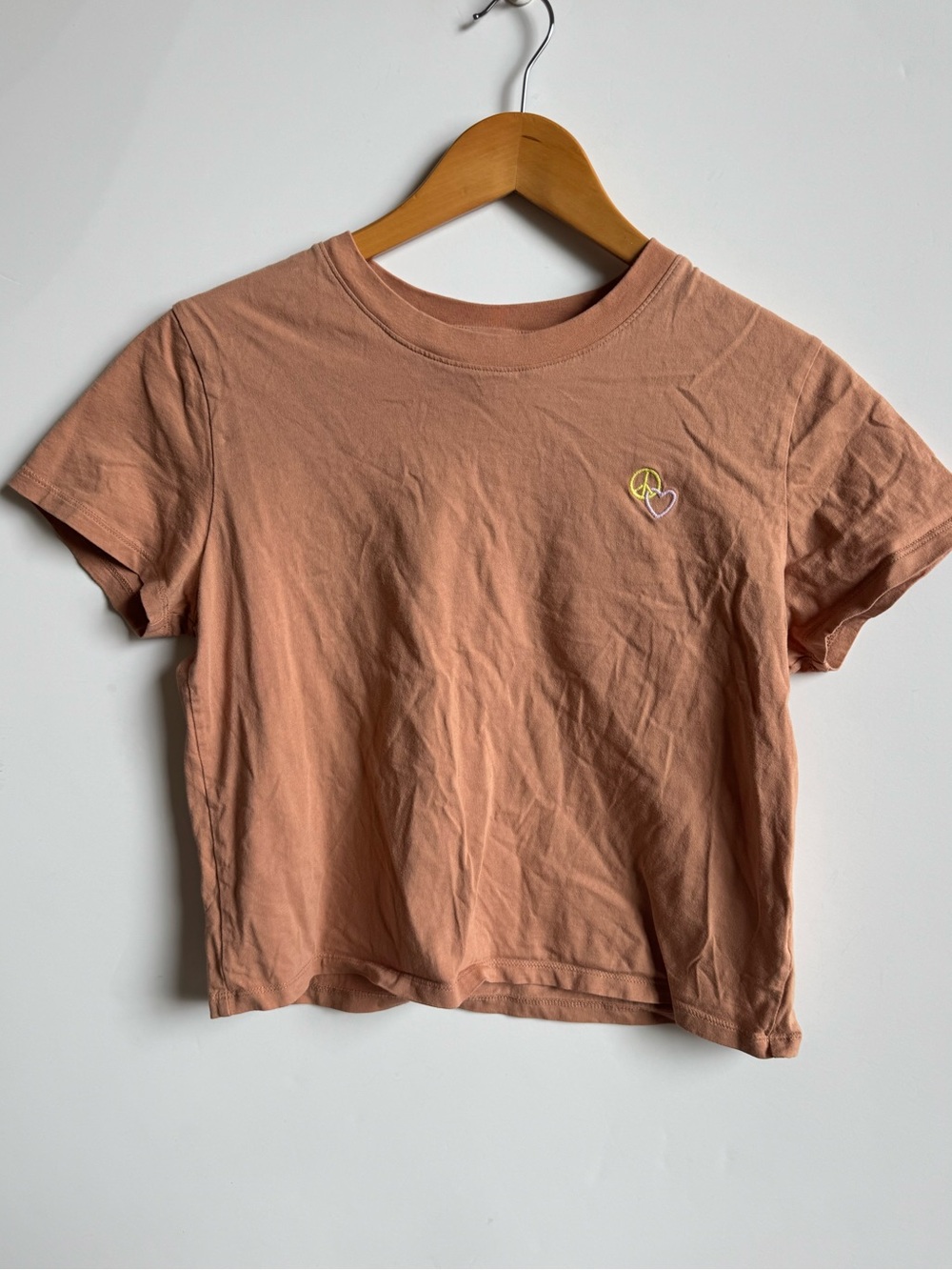 wild fable Short-Sleeve Crewneck Tee with Embroidered Peace & Heart